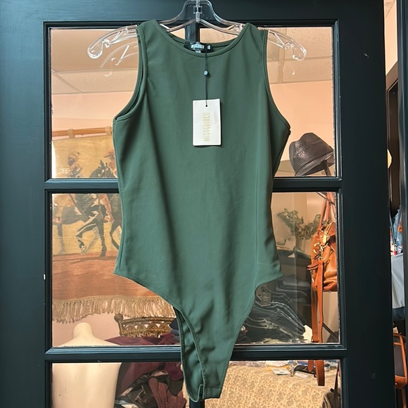 Misguided Olive Green Sleeveless Body Suit NWT US 8 - Picture 1 of 5
